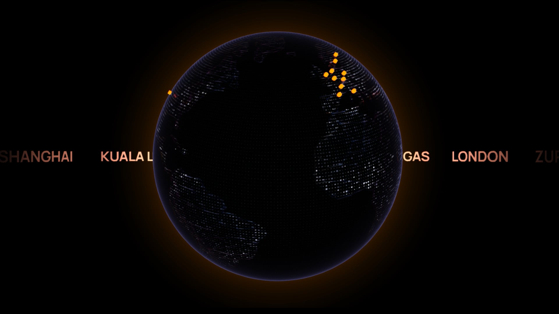 Wireframe planet with BlockShow host cities